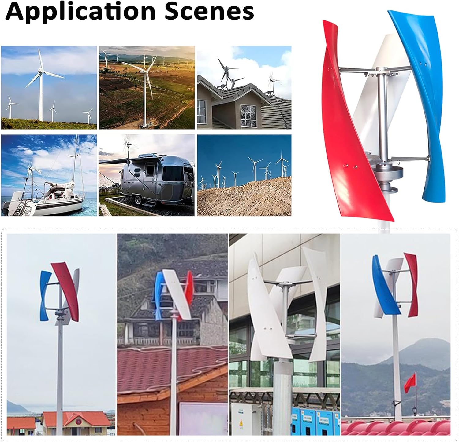 6000W Vertical Wind Turbine Generator Kit with Controller - 3-Blade Eco-Friendly Wind Power System for Home & Street Lighting, 24V Renewable Energy Solution for Sustainable Living