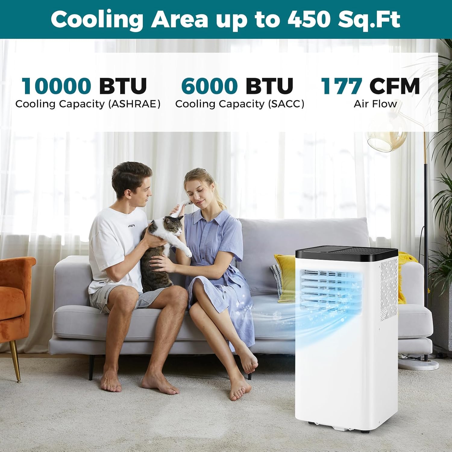 GOFLAME Portable Air Conditioner 10000 BTU, 3-in-1 AC Unit w/Dehumidifier, Cool, Fan, 350 Sq.FT Cooling, Air Cooler with Control Panel & Remote Control, Sleep Mode & 24H Timer, Window Kit Included