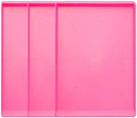 3 Large Plastic Trays Oil Drip Pan for Under Car Non-Slip Bottom Plastic Pan Refrigerator Tray Washing Machine Drip Pan(Pink,74.5x59.5x3.7cm)