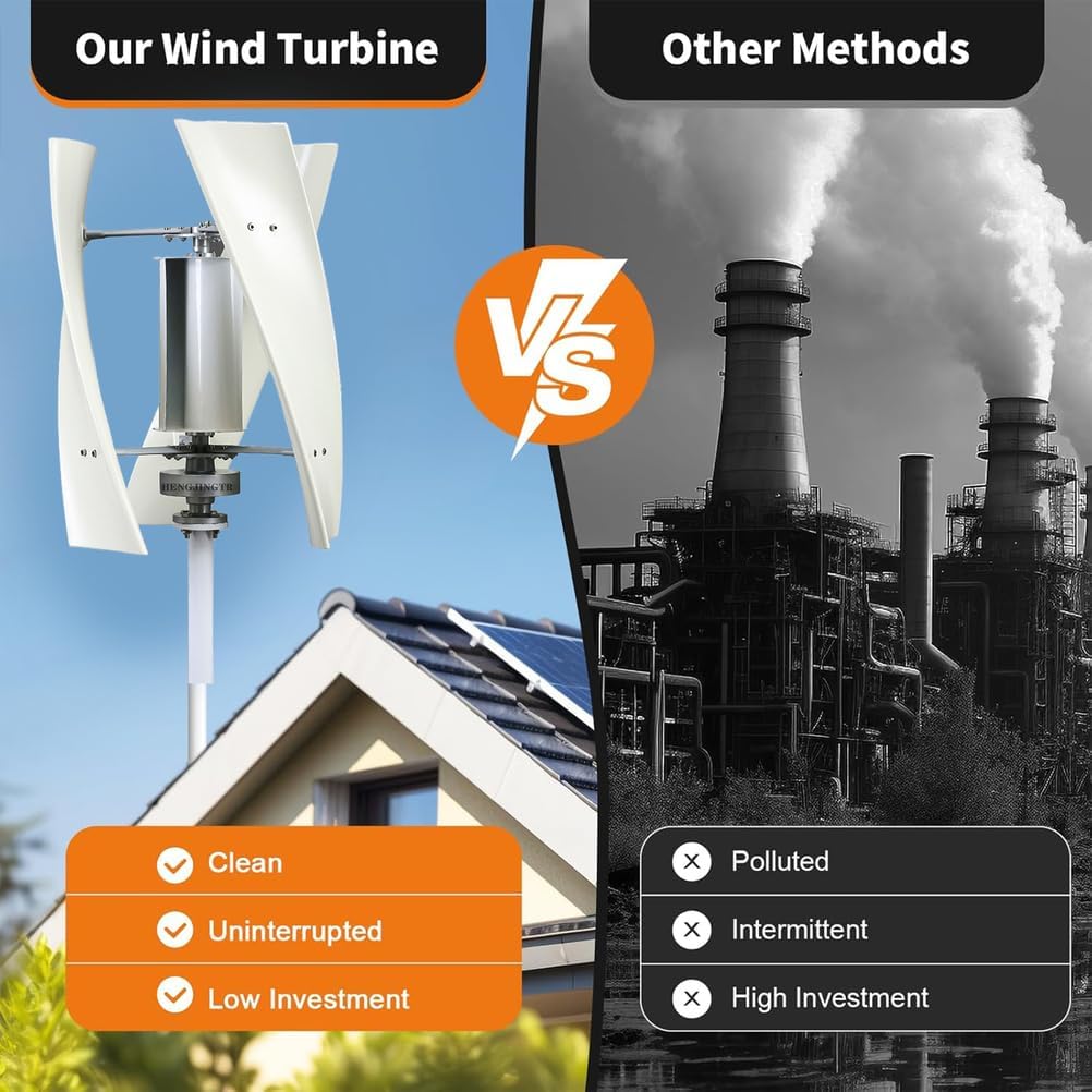 10000W High Power New Energy Wind Generator, 3 Blades Low Noise 12V/24V 48V 220V Generator Windmill Generate Turbin Complete Set for Family with Controller