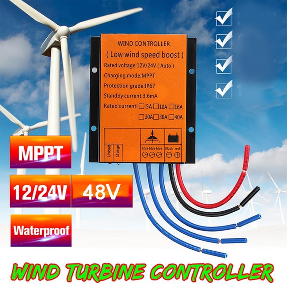 12V,MPPT 6000W-8000W Waterproof Wind Turbine Charge Controller,10A -40A Low Speed Controller Voltage 12V 24V AUTO 48V for System ( 220V)