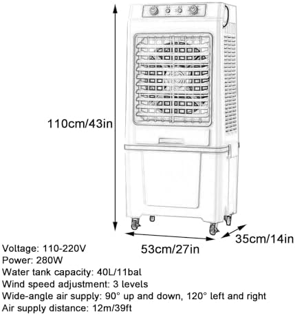Portable Air Conditioners, Cooler for Room, 3 Wind Speeds, Wide-angle Air Supply, with Detachable Water Tank and Ice Pack, for Home, Office(Orange)