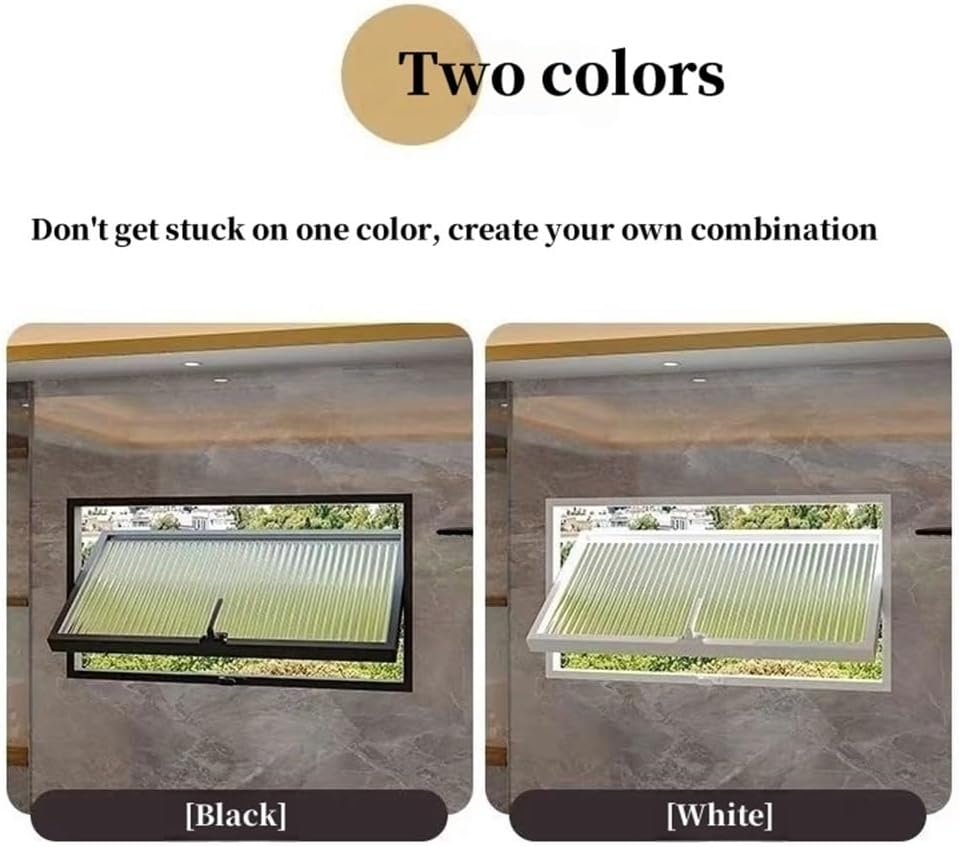 360° Rotatable Rectangular Metal Window, Recessed Casement Window with Tempered Glass & Handle for Garage, Bathroom, Office Use(Black,23.6x15.7in)