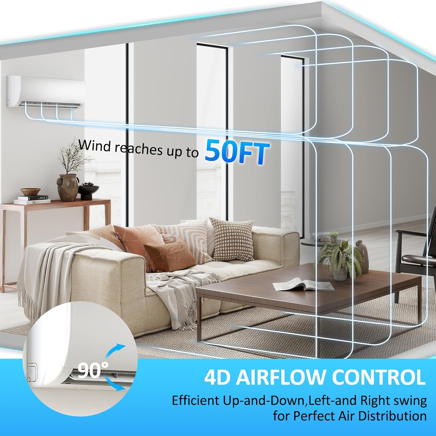 9000 BTU Mini Split Air Conditioner & Heater, 19 SEER2 115V Ductless Inverter Wall-Mounted AC Split Unit with Pre-Charged Condenser Cools Room Up to 450 Sq.Ft, Heat Pump & Installation Kits