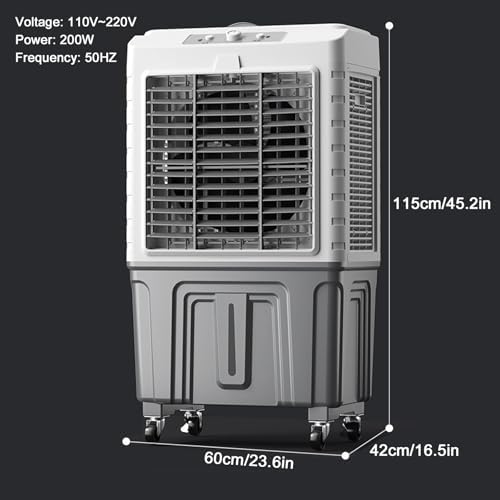 Portable Air Conditioner for Efficient Cooling, 3 Wind Speed Swamp Cooler, Evaporative Air Cooler with Knob Control & Water Tank, for Home Factory Supermarket(115cm/45.2in)