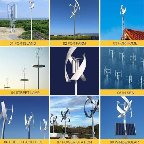 High-Efficiency Vertical Wind Turbine Kits for Home Use - 6000W, 8000W, 10000W with Blades & Controller, Quiet Magnetic Generator for Battery Charging
