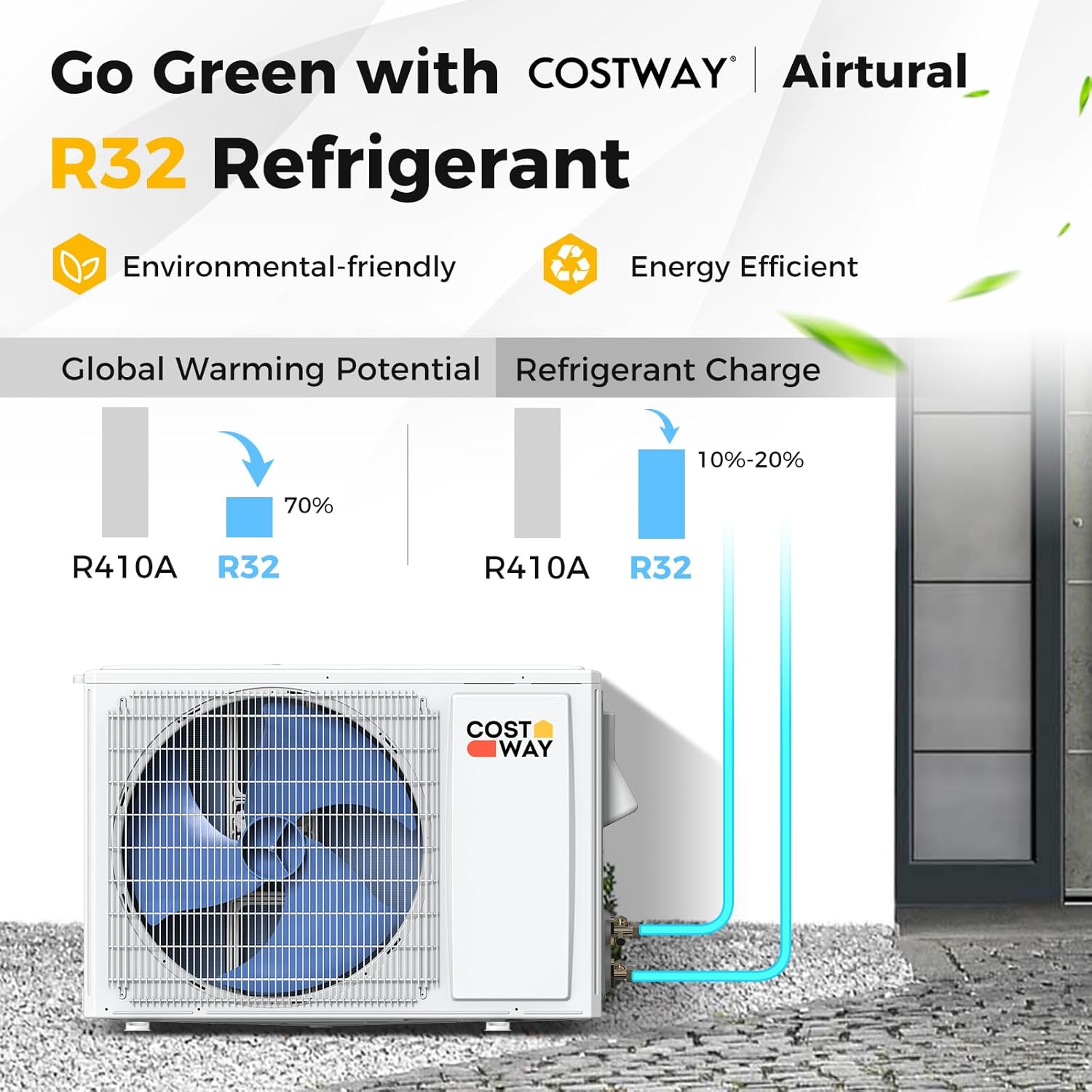 COSTWAY 24000 BTU Mini Split Air Conditioner, Energy Star, with Remote, Compatible with Alexa, Googlehome, Heat Pump, 21 SEER2 Inverter, 24H Timer, for Rooms up to 1500 Sq.Ft (Airtural Series)