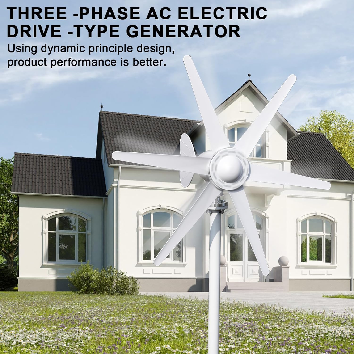 800W 12V/24V Wind Turbines Generator Kit, 6-Blade Fan Wind Power Generator, Electromagnetic Electricity Producer Equipment, Full Power Protection (White)
