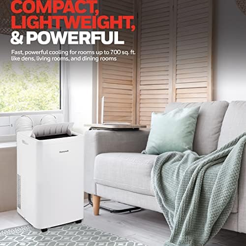 Honeywell 14,500 BTU Portable Air Conditioner for Rooms up to 700 Sq Ft, with Dual Hose & 101 Pint Dehumidifier, Includes Remote Control and Window Kit, HW4CEDAWW0, White (10,000 BTU SACC)