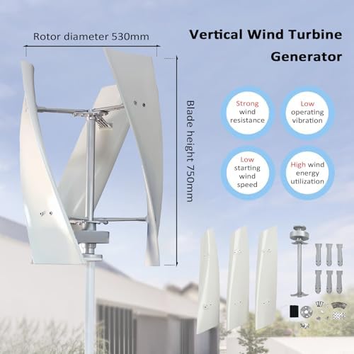 6000W Vertical Wind Turbine Kit for Home Use - Horizontal Generator with Blades & Controller for 12V/24V Battery Charging - Efficient Renewable Energy Solution