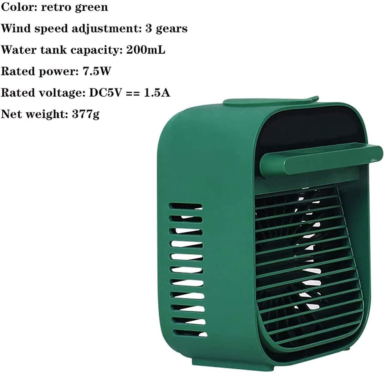 Portable Air Conditioner UBS Rechargeable Evaporative Air Cooler Fan with 3 Speeds Cordless Personal air Conditioner for Room Office (Green)