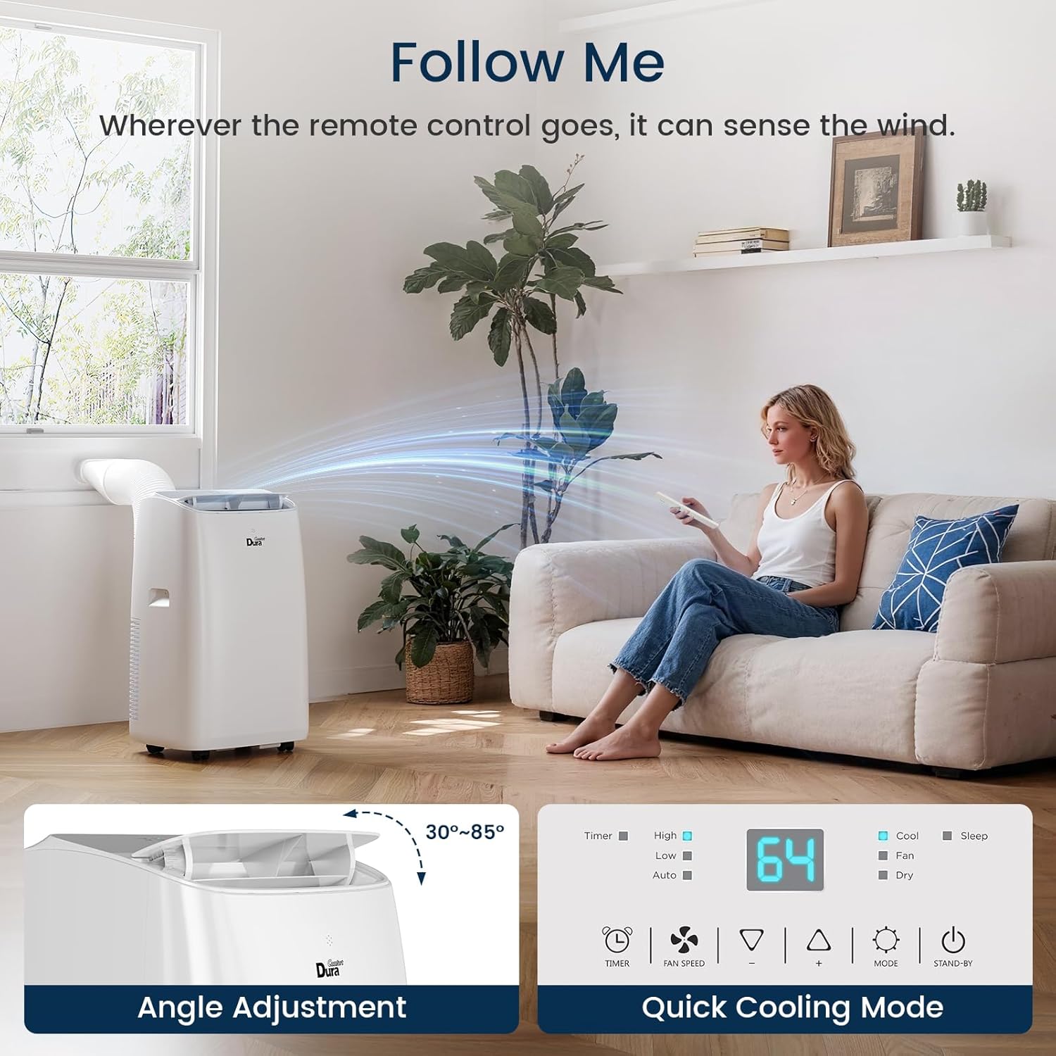 DuraComfort 14,000 BTU Portable AC | 3-in-1 Cooling, Fan & Dehumidifier | R32 Refrigerant | Remote & Window Kit | Cools Up to 450 Sq Ft