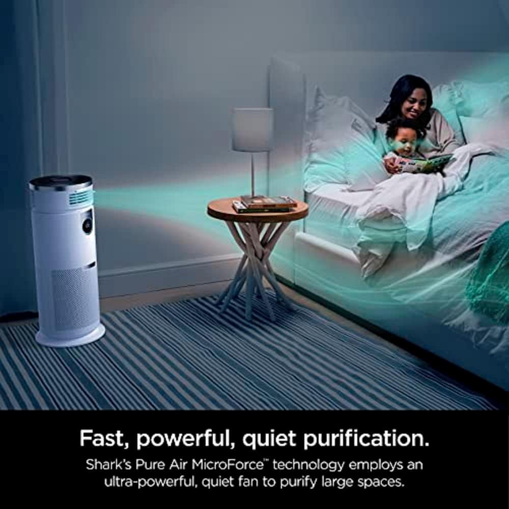 Shark HC502 3-in-1 Clean Sense Air Purifier MAX, Heater & Fan, HEPA Filter, 1000 Sq Ft, Oscillating, Large Rooms, Kitchens, Captures 99.98% of Particles for Clean Air, Dust, Smoke & Allergens, White