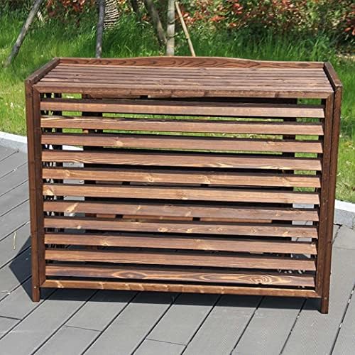 Air Conditioner Fence Screen, Solid Wood Air Conditioning Covers Outdoor, Weatherproof Shutters Central Air Conditioner Covers for Outside Units 120 * 58 * 100Cm
