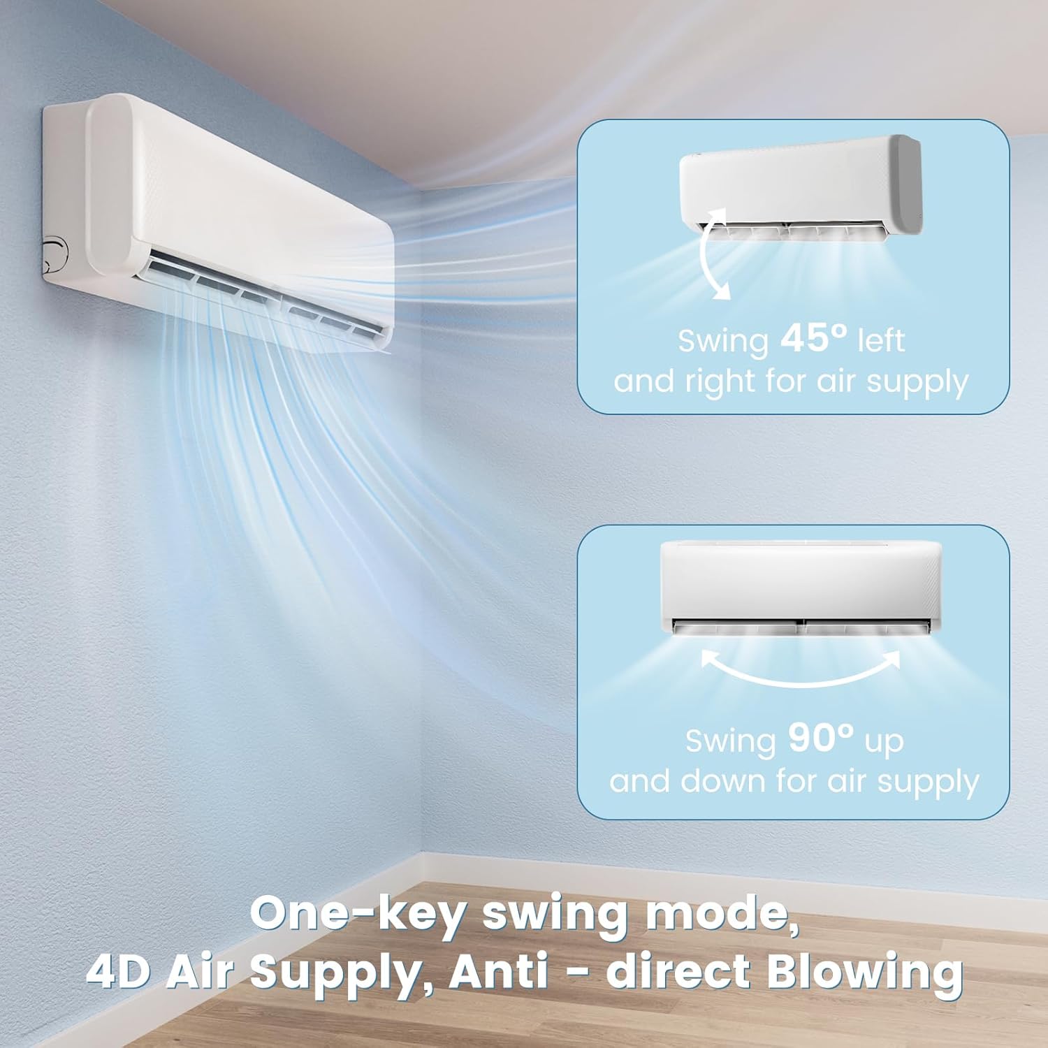 SIMOE 12000BTU Mini Split AC/Heating System, 21 SEER2 208-230V Mini Split Air Conditioner, Ductless Air Conditioner & Heater Pump with 1 Ton Heat Pump & Inverter, Wall-mounted AC, Cool Up to 550 Sq.Ft