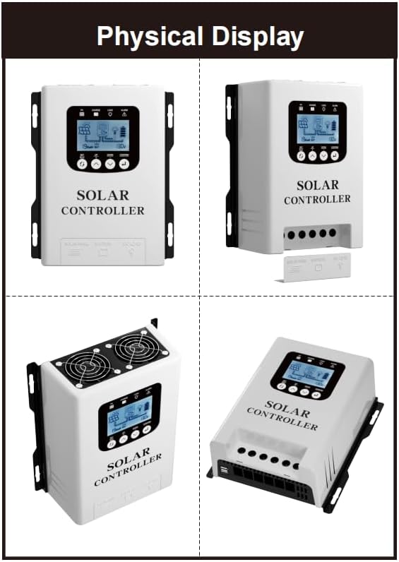60A PWM Solar Charge Controller, 12V/24V/48V Automatic Solar Panel Current Detection System with 60A Maximum Output for Batteries