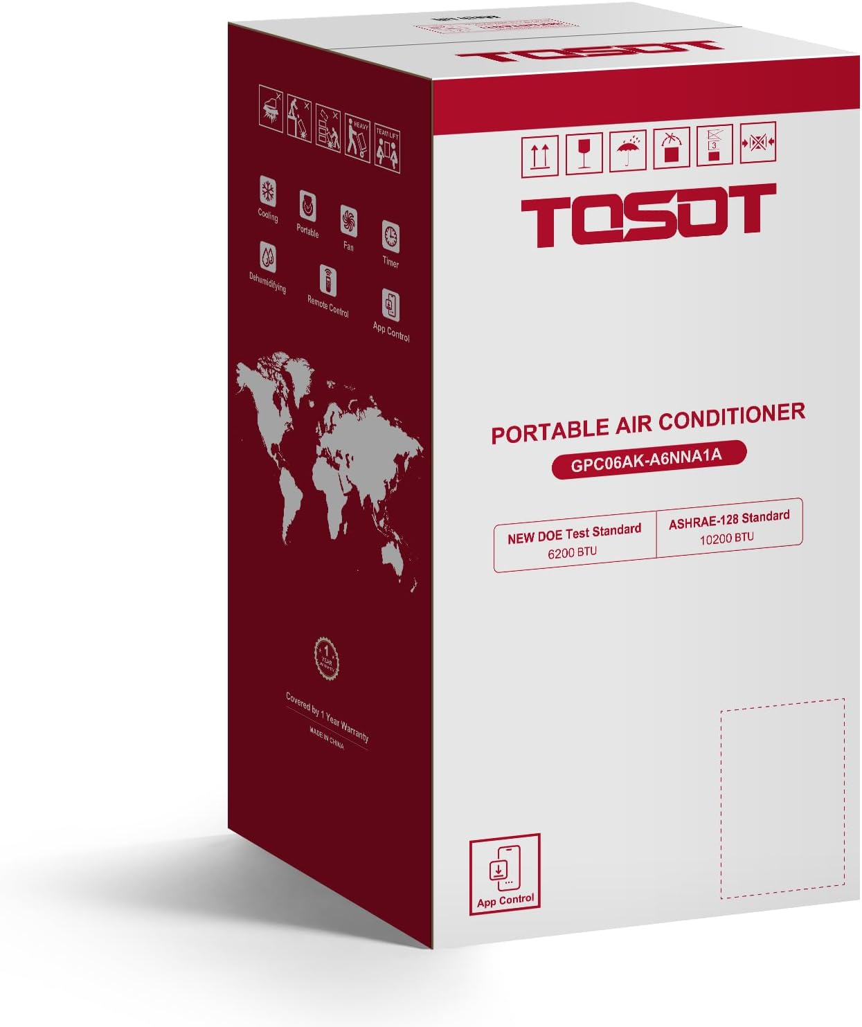 TOSOT 10,200BTU (6,200 BTU SACC) Portable Air Conditioner, Smart Wifi Control, AC Unit with Dehumidifier, Fan, Window Kit for Easy Installation, Cool Rooms Up to 400 Square Feet, Shiny Series