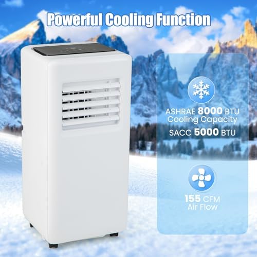 KOTEK Portable Air Conditioners, 8000 BTU Cools up to 250 Sq.Ft, 4-in-1 AC Unit for Bedroom w/Auto Mode, Dehumidifier, Child Lock & Window Kit, Room Air Conditioner Portable for Home Office (8000BTU)
