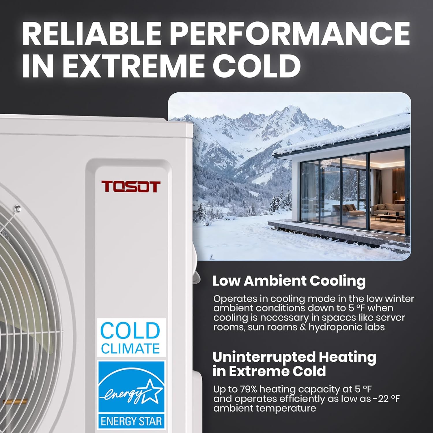 TOSOT 12,000 BTU 24.5 SEER2 Mini-Split Air Conditioner & Heater, Energy Star & Cold Climate Certified, Ductless Inverter AC Unit with WiFi, Supports ERV System, 208-230V, Aoraki Series, White