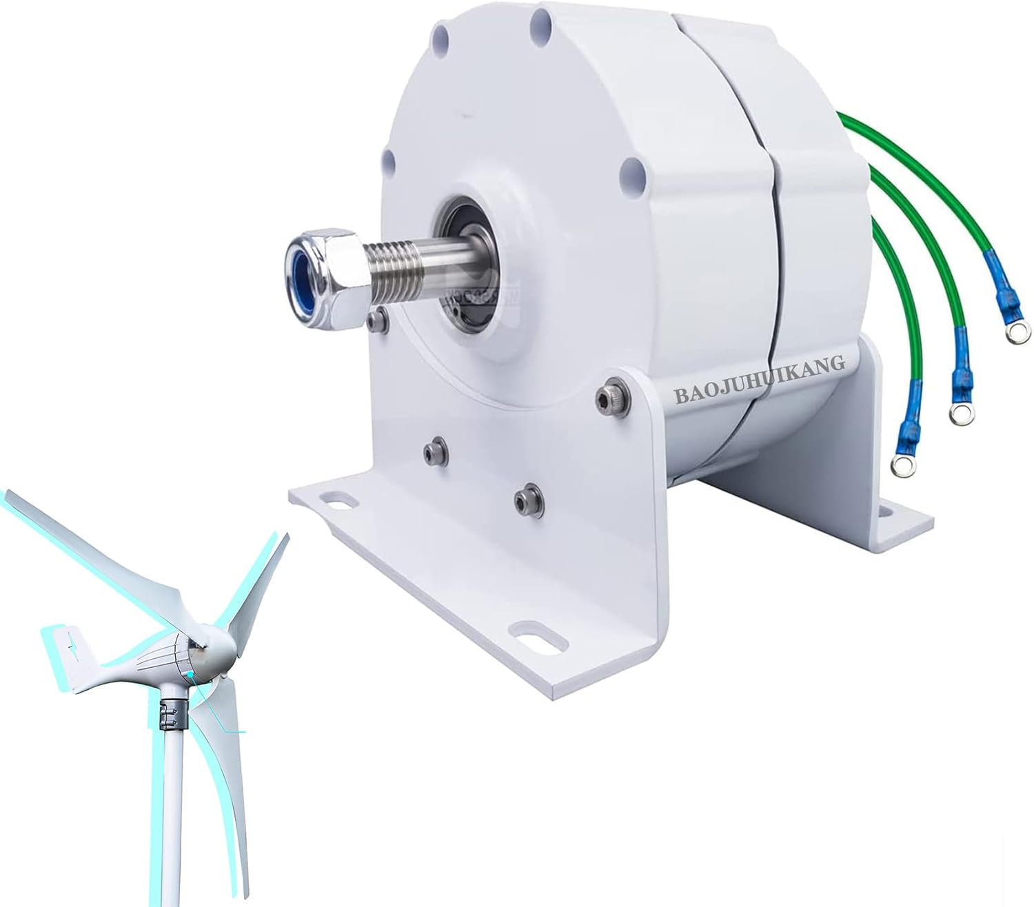 Permanent Magnet Generator 14000W 12V 24V 48V Low RPM 3 Phase AC Alternator with Free Charge Controller for Wind Turbine (220V, One Shaft with Base)