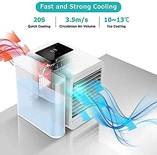 Portable Air Conditioner Fan, 3 In 1 Mini Air Conditioner Water Cooling Fan Touch Screen Timing Artic Cooler Humidifier Bladeless Fan-White
