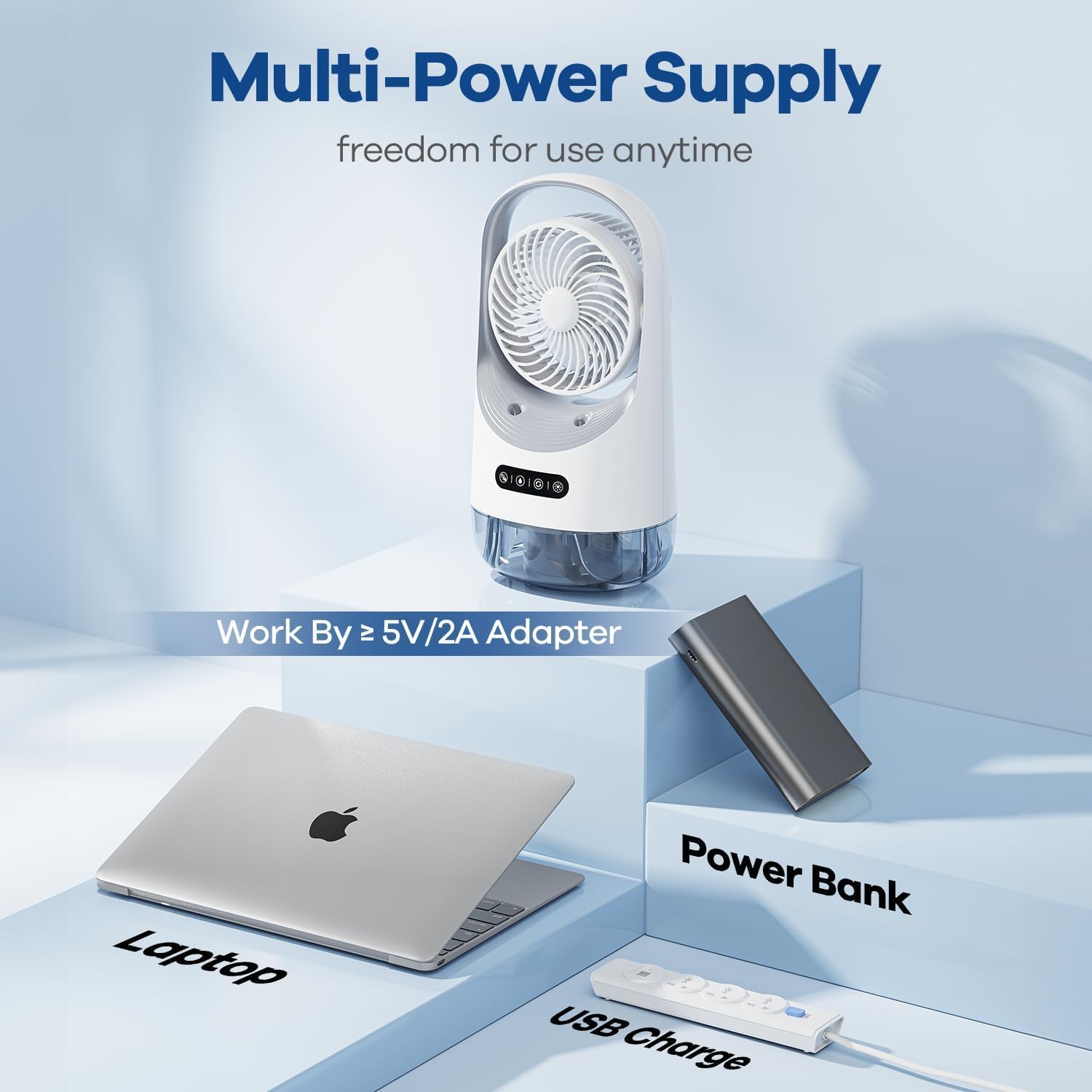 BAIWU Portable Air Conditioners Mini Air Conditioner with 120° Autorotation,Air Conditioner with 7-color night light and force 3 winds, Air Cooler with Office, Bedroom, Room, Home & Camping, CF125