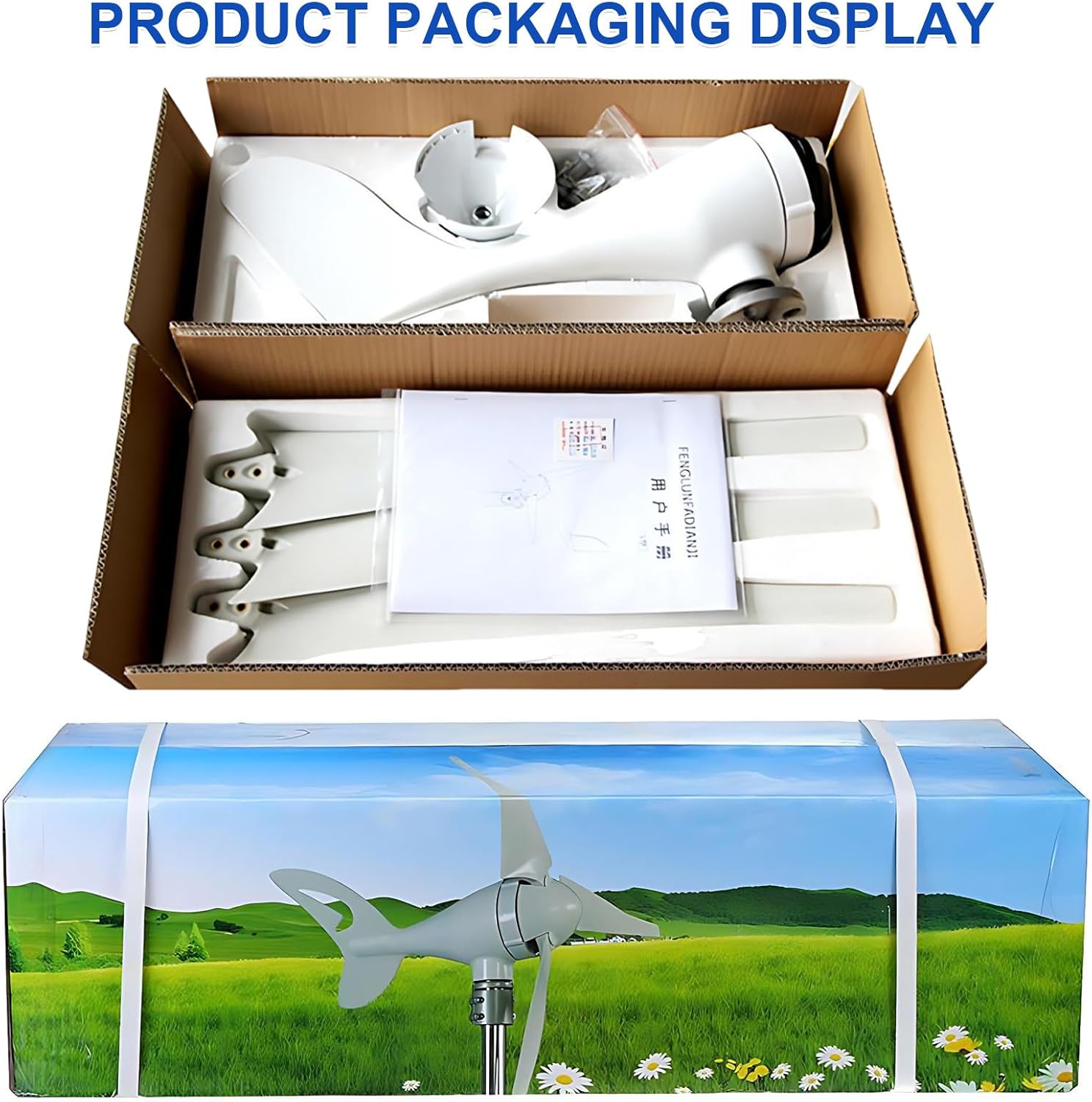 Wind Turbine Kit 100/200/300/400W 12/24V, 8-Blade Generator with Charge Controller, Magnetic Levitation Design for Home, Farm, Marine Use Blue-400W
