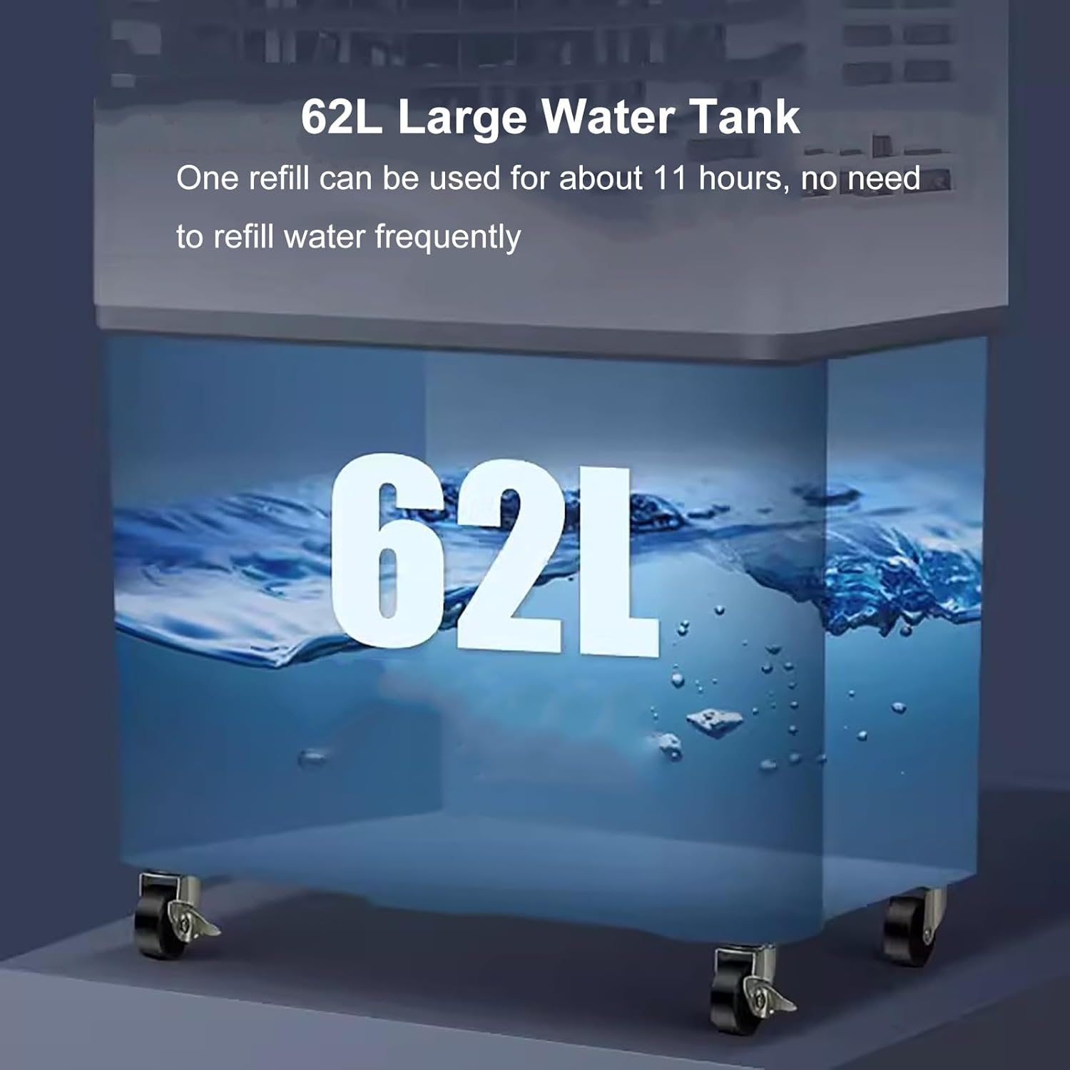 Portable Swamp Coolers, Evaporative Air Cooler, 90° Swing, 62L Large Capacity Water Tank, 3 Wind Speeds, Portable Air Conditioners Air Cooler for Outdoor Indoor Use