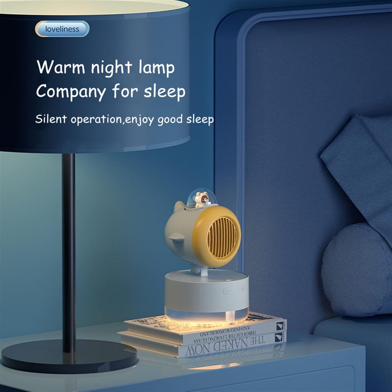 Humidifier Mini Portable Water Cooled Spray Fan USB Rechargeable 3600 mAh Battery Wireless Air Conditioner Electric Cold Mist Humidifier Fan Ultrasonic Humidifier(Blue)