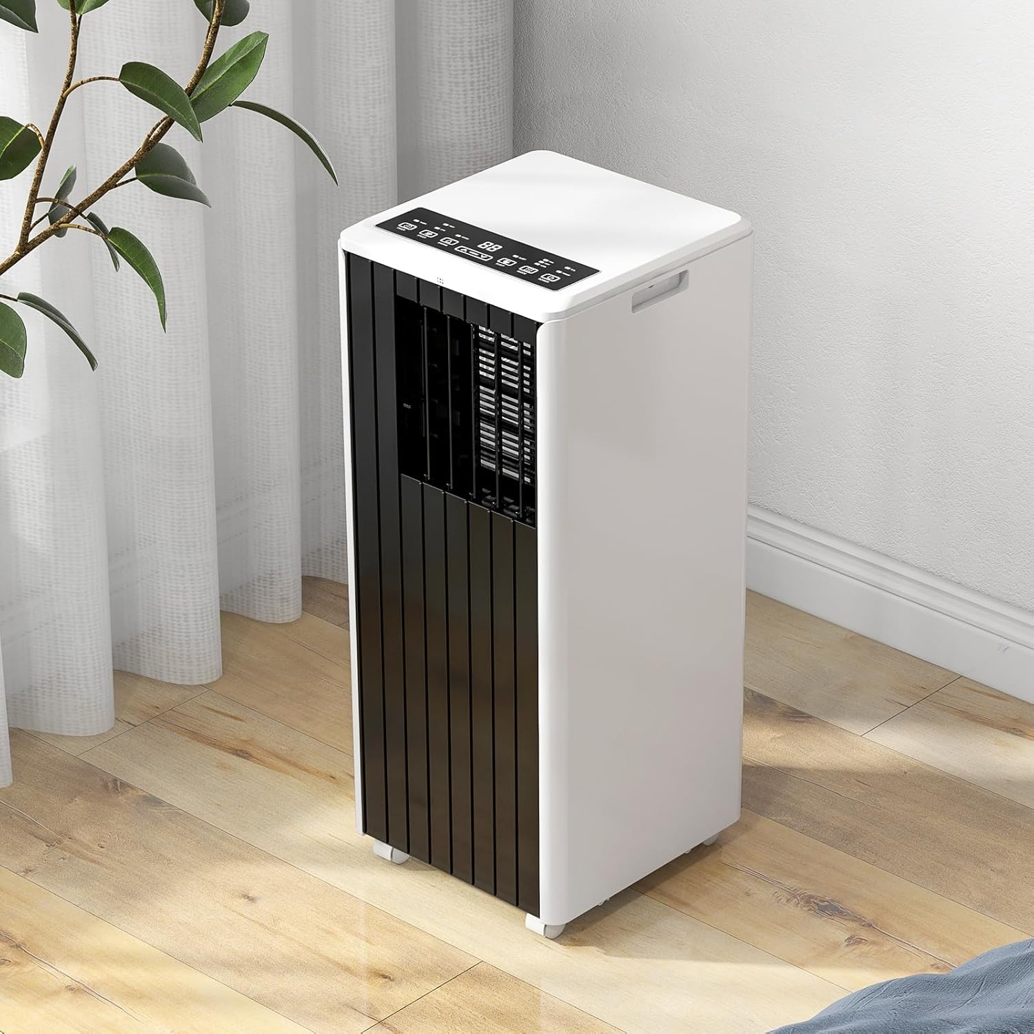 8,000 BTU Portable Air Conditioner With Remote, Dehumidifier & Fan for Rooms Up to 350 Sq.Ft. 3-In-1 AC, Includes Window Installation Kit, 24-Hour Timer, Easy Mobility Wheels & Quiet Operation