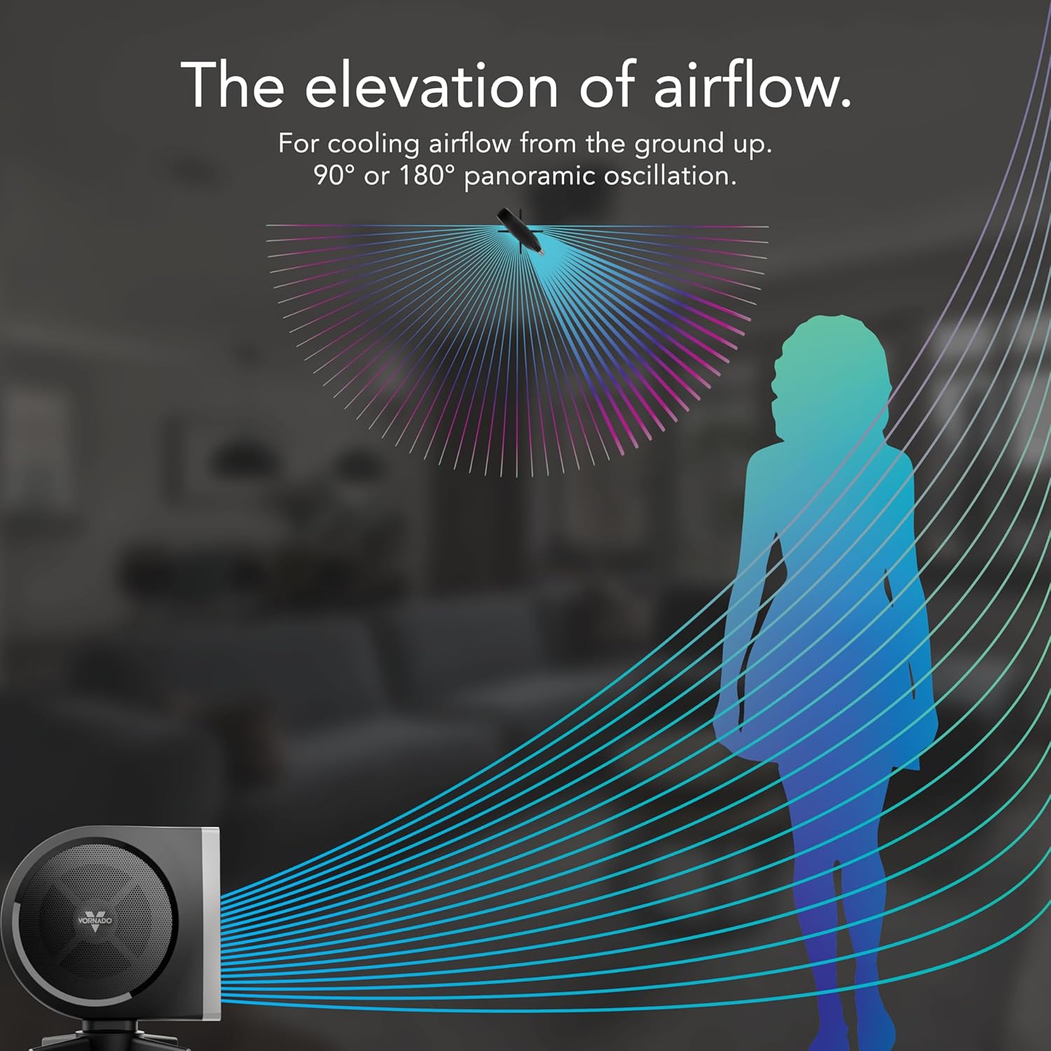 Vornado STRATA Compact Oscillating Fan with Remote, 19 Inch, High Velocity Air Circulator, Quiet Powerful Fan, 5 Speeds, Touch Control, Black