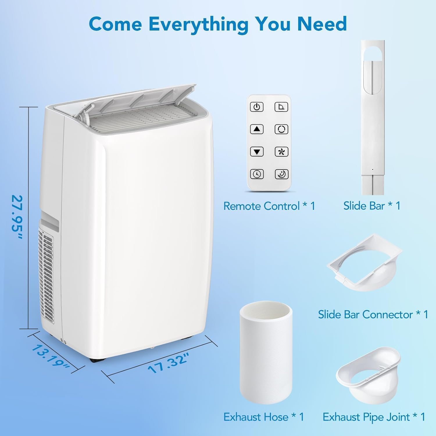 14,000 BTU Portable Air Conditioners, 3-in-1 Versatile Cooling Unit, Cools 750 Sq.Ft., 24Hrs Timer, Installation Kits for Home/Office/RV/Garage