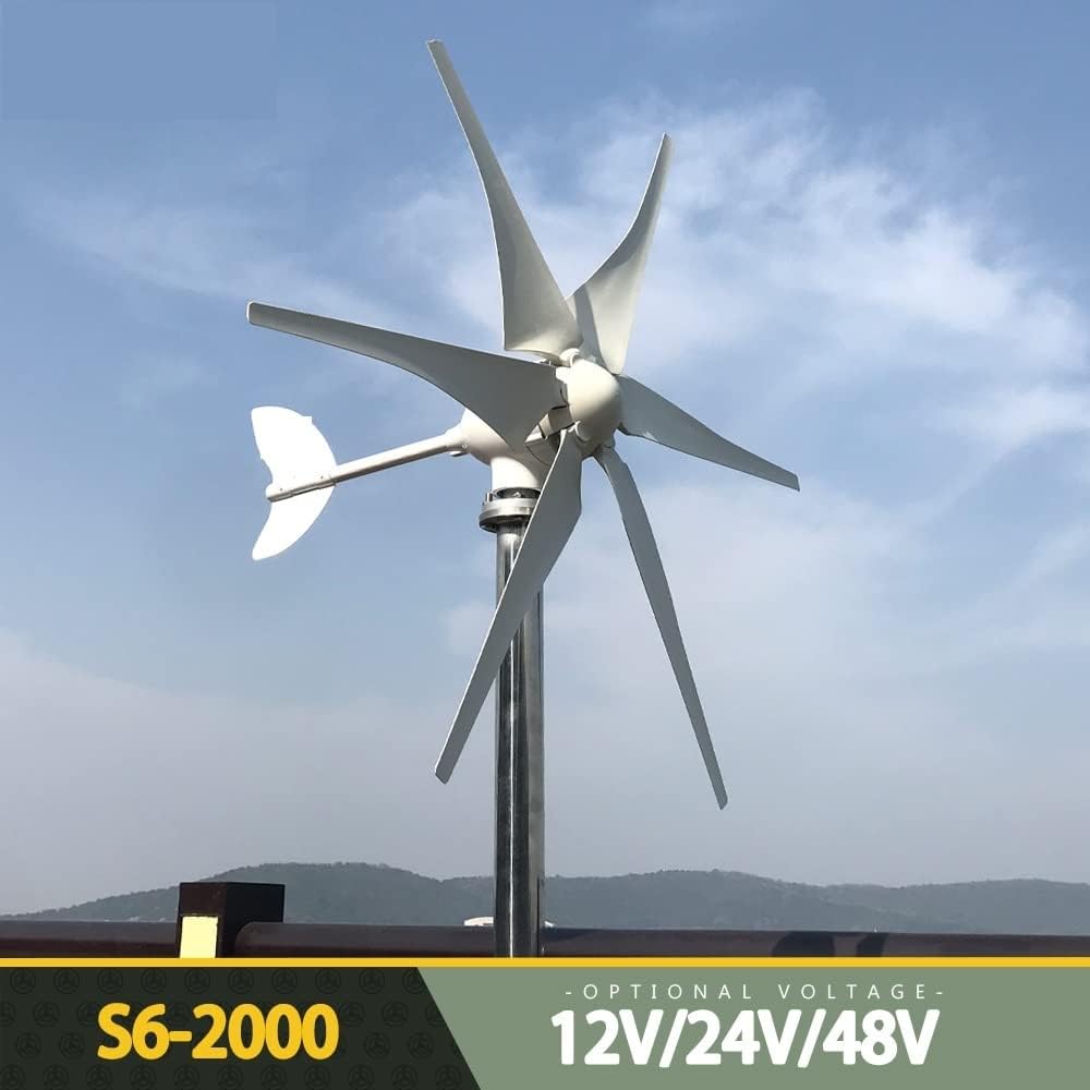 Wind Turbine, Wind Turbine 2000w 48v 24v 12v with MPPT Controller System Portable Windmills Renewable Energy for Hybrid Solar Wind System(Turbine Only,24V)
