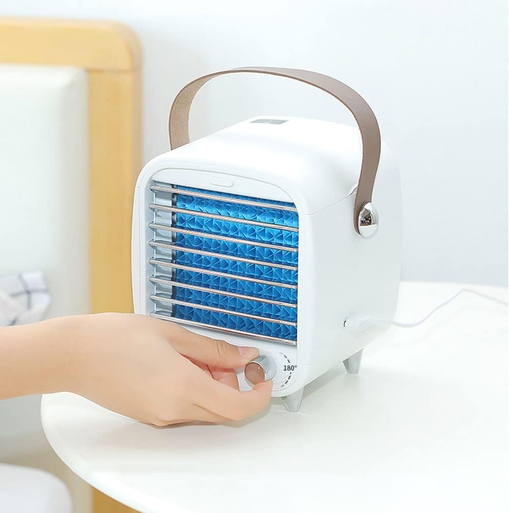 Mini Air Conditioner, Personal Air Cooler w/Night Light, USB Powered Evaporative Air Cooler, Small Desktop Air Conditioner Portable for Room Bedroom Office