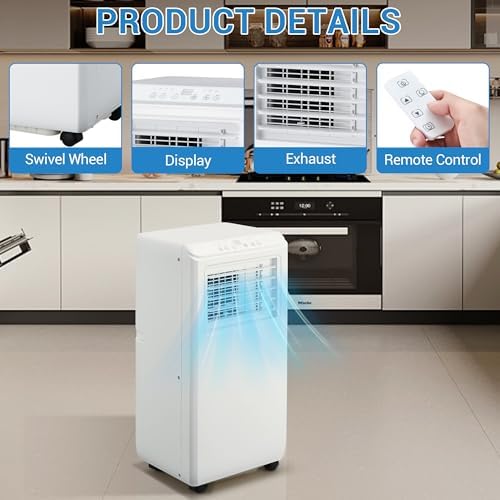 8000BTU Portable Air Conditioners, Portable Ac Unit Cools Up To 350 Sq, With Remote Control, Built-In Cool 24h Timer Air Cooler For Bedroom Office
