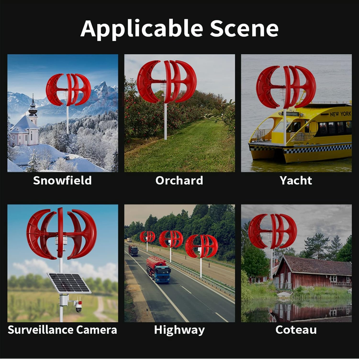 48v, 16000W Wind Generators for Home Use Kit,12V/24V/48V Motor Kit Vertical Axis Windmill Energy+ Small Wind Turbine Generator for Home Use(Red)