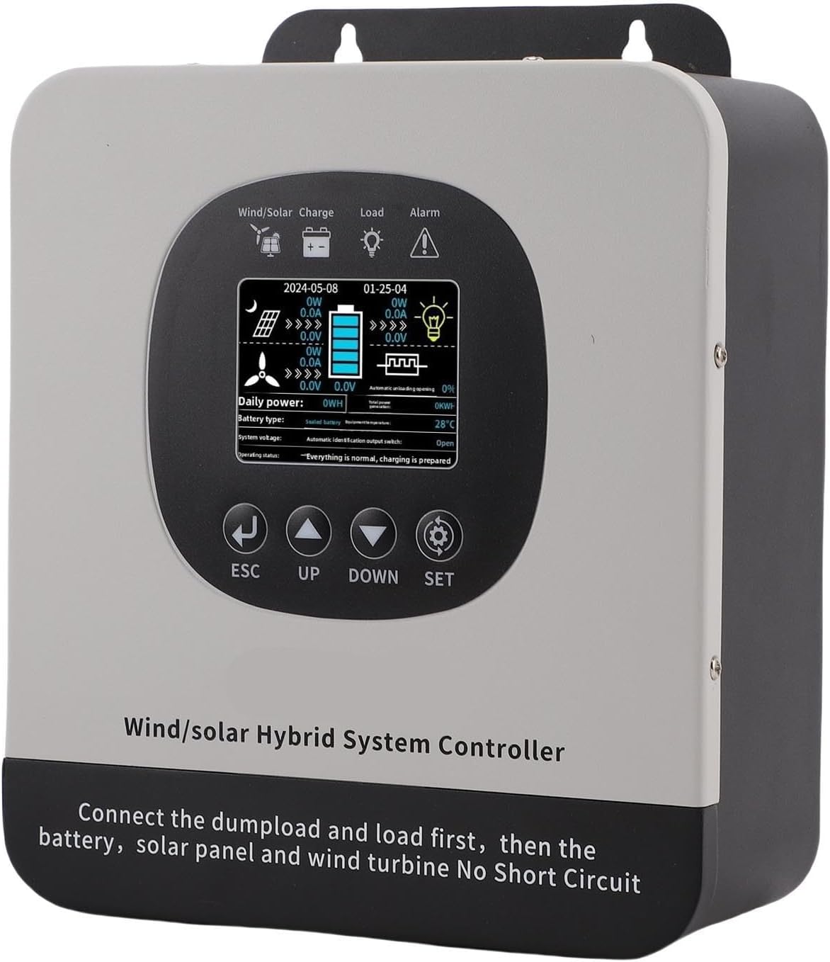 WALFRONT Wind Solar Hybrid Charge Controller, Metal Housing, Advanced MPPT Efficiency, 1200W Wind 800W Solar for Home and Boat