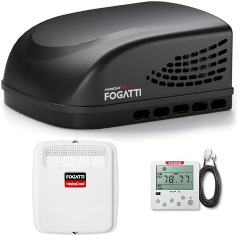 FOGATTI RV Air Conditioner InstaCool 15000BTU Non-Ducted, Rooftop AC Unit RV, All in One Unit, Easy Install, Quiet AC, For Camper, 115V (Non-ducted, Black)