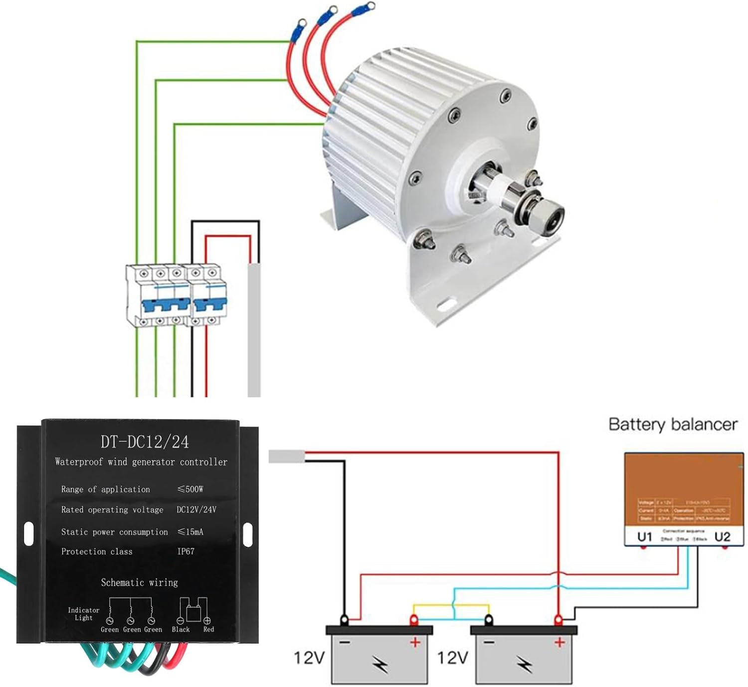 14000W 3 Phase Alternator Permanent Magnet Generator, for Wind Turbine Water Turbine (with Controller12v)