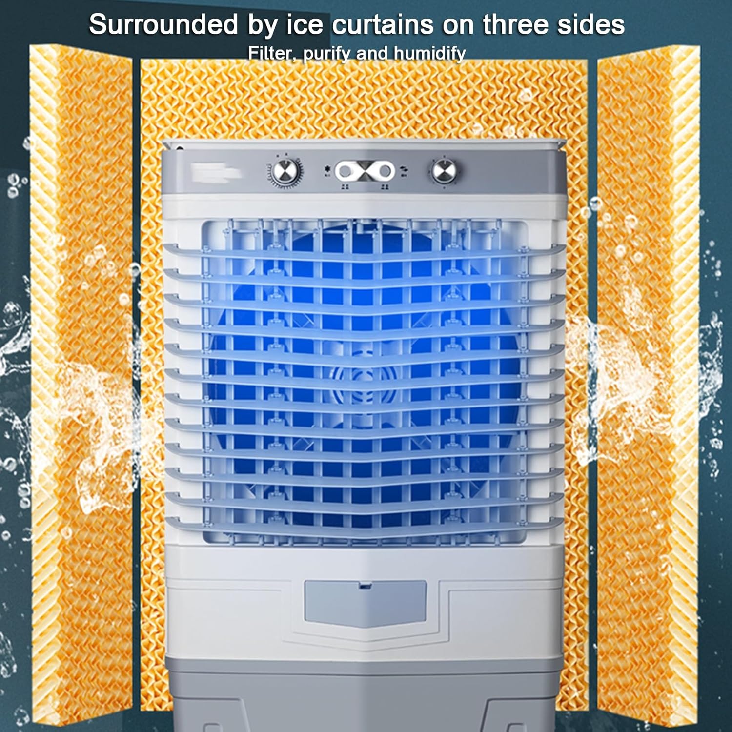 Portable Air Conditioners, Air Conditioner Fan, Strong and Resistant to Pressure, Wide-angle Air Supply, 3 Wind Speeds, 80L/21gal Water Tank, for Room, Office