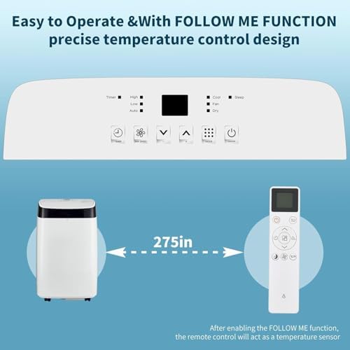 Portable Air Conditioner, 10000BTU Portable Ac With 3 Speeds &3 Modes, Includes Remote Control, LED Display, for Rooms Up to 450 Sq.Ft, Small Air Conditioner for Home, Bedroom, Office, Car, Camping