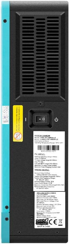 Xijia Hybrid Inverter 3600W Pure Sine Wave Power Inverter with 120A MPPT Solar Charger DC24V to AC110V 60HZ Solar Converter for Home Use，Off-Grid Cabin,Max PV 4200W DC60-500V