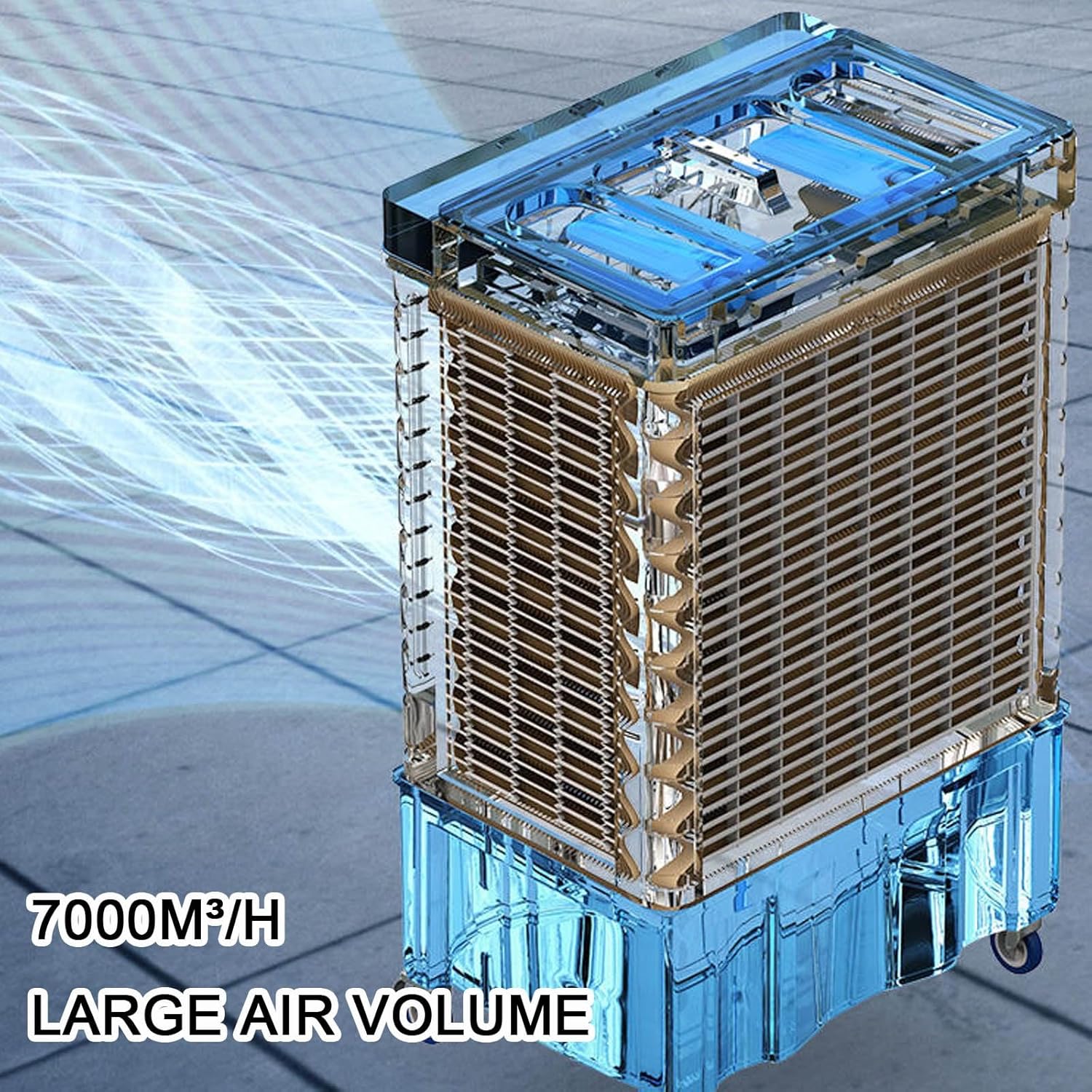 Generic Swamp Cooler Air Conditioner Portable Fast Cooling Strong Wind 3 Speeds 120° Oscillation With Ice Pack and Wheels for Outdoor Indoor Use