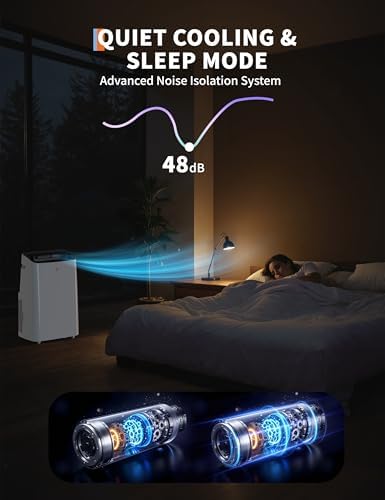 Portable Air Conditioner 14000 BTUs - 3-in-1 Cooling Unit for 750 Sq. Ft with 90Pints/Day Dehumidifier, 50dB Ultra Quiet, Self-Evaporative & Window Kit, 24H Timer,(Black Top Cover)