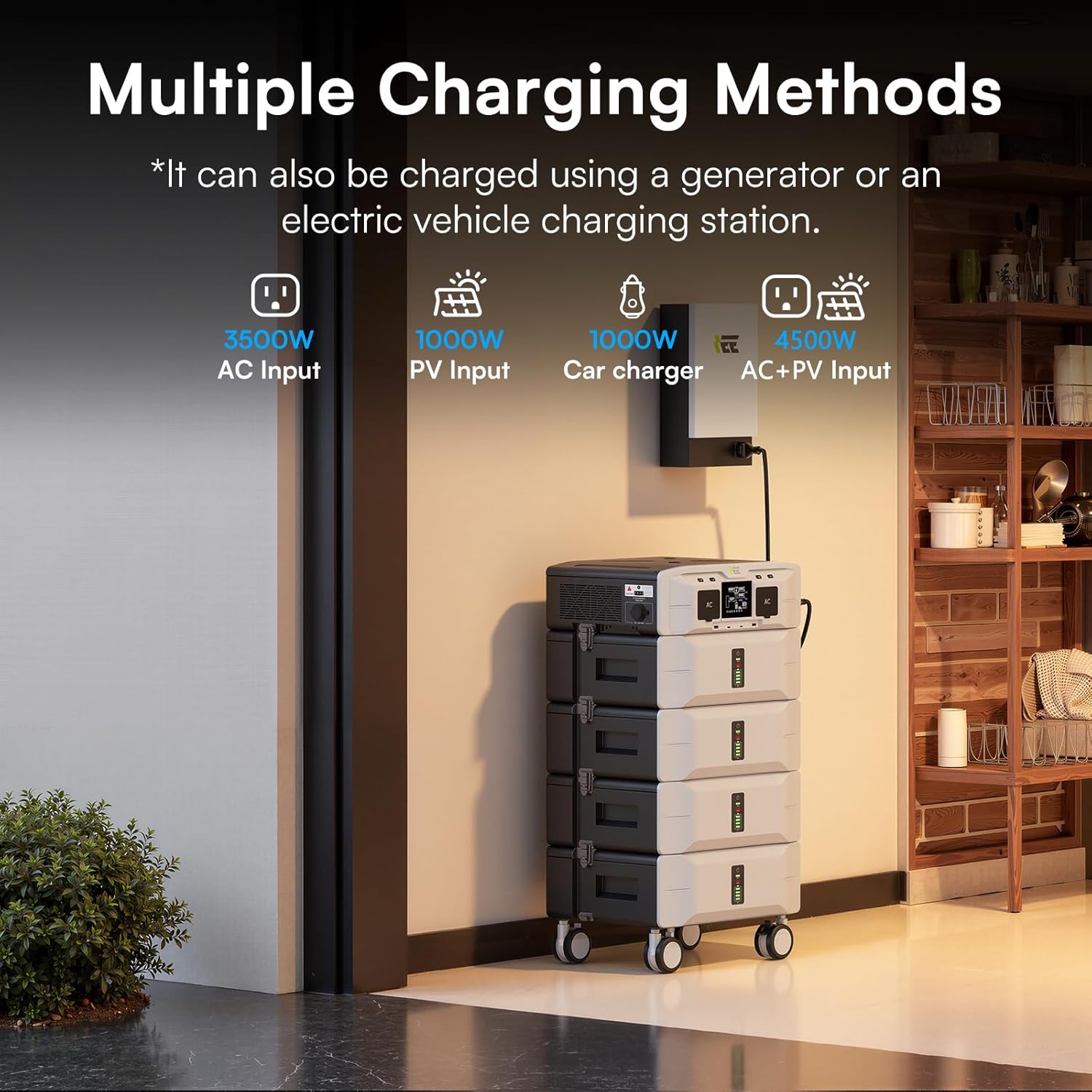 IEE SP5000 Solar Generator with 2x400W Panels Included,5000W(Peak 9000W) 120/240V Dual Voltage,5120Wh EV-Grade LFP Batteries Power Station,3500W 1.6H Fast Charge,APP & EPS Switch for Home Backup.