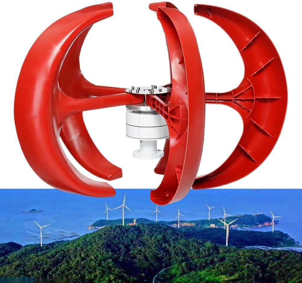 8000W 3 Phase AC Permanent Magnet Generator, 12V 24V 48V Free Energy Wind Turbine Solar Wind Power Kit for Home, Street Lighting W/Controller (Red),24v