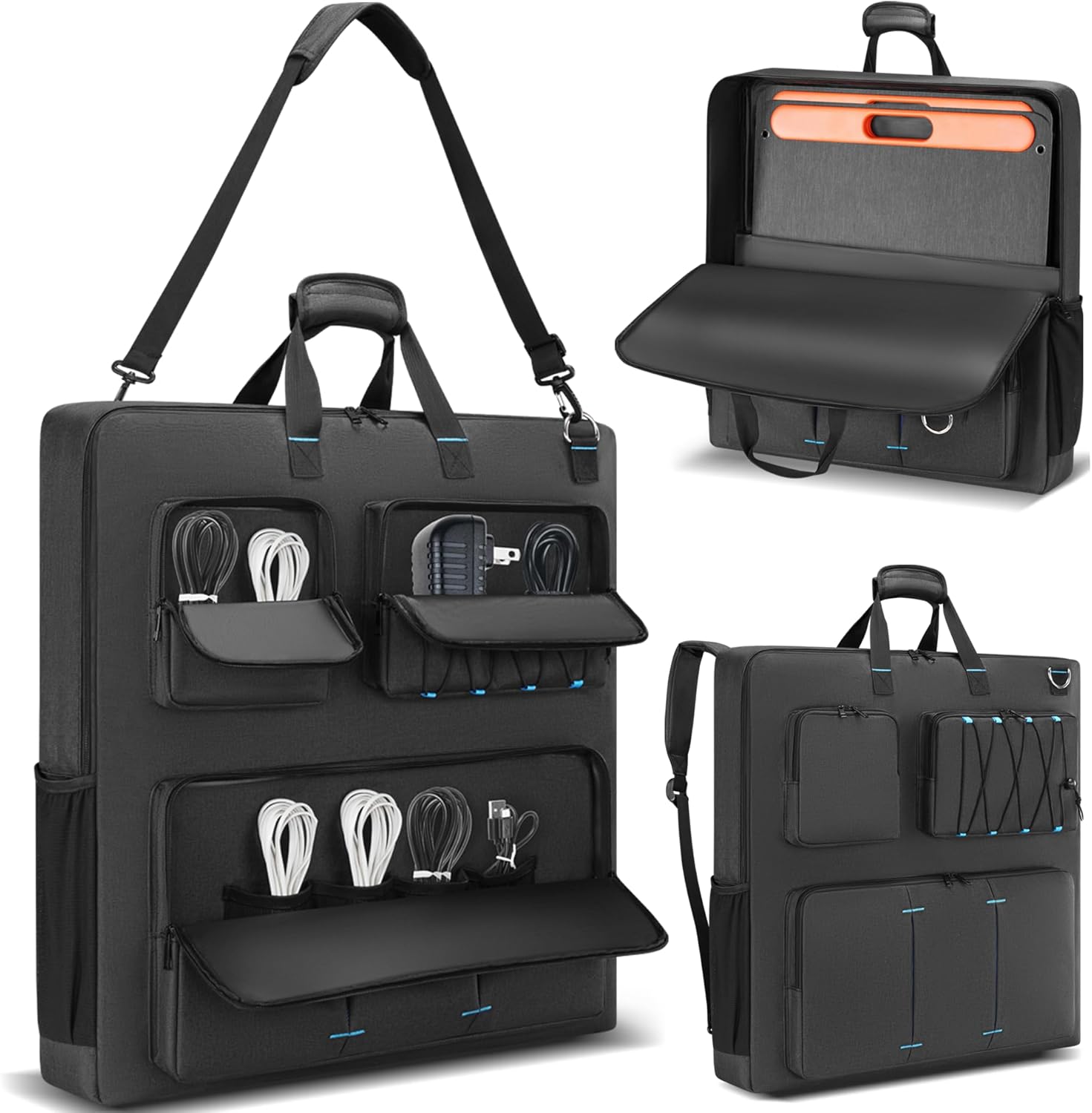 Solar Panel Storage Bag Compatible with Jackery SolarSaga 100W 200W/Anker 100W 200W/Ecoflow 160W 220W/Bluetti 100W 200W, Travel Carrying Case for 2 Battery Panels, Solar Panel Bag with Multiple Pocket