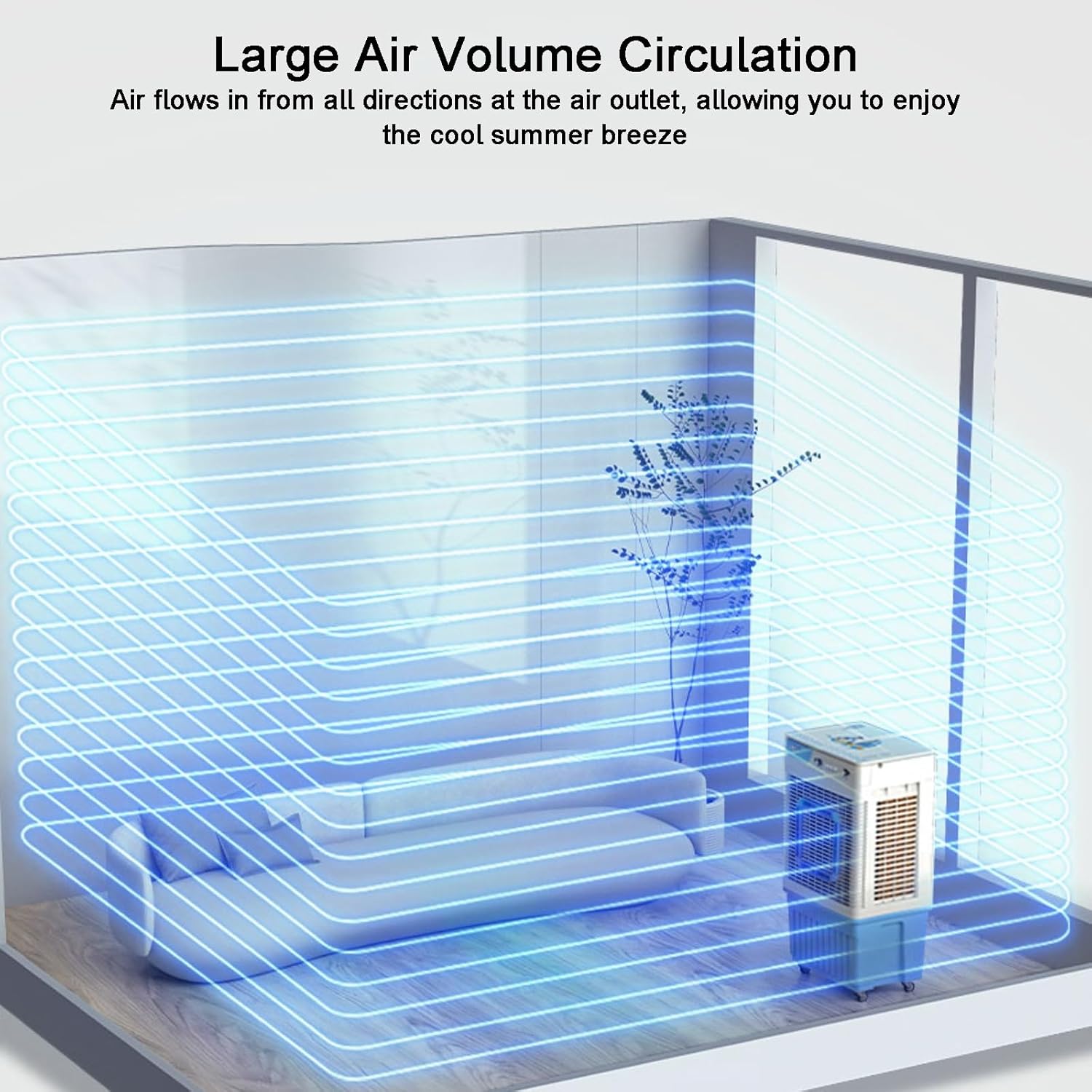 Portable Air Conditioners, Cooler for Room, Wind from All Directions, 40L/9bal Water Tank, 3 Speeds, for Shop, Factory, Garage