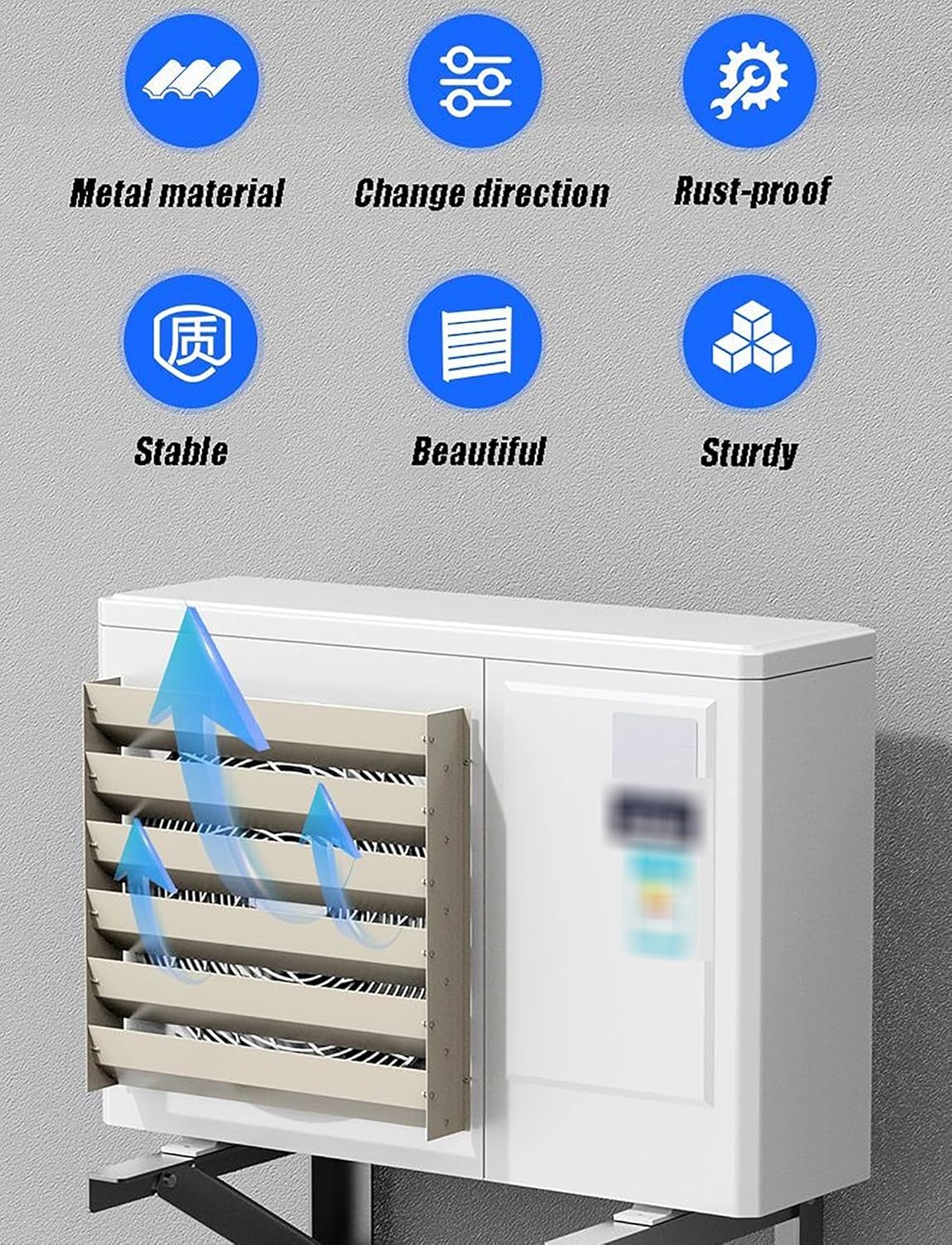 Air Deflector Grilles, Metal iron Baffle Guide Cover, Outdoor Ac Unit Cover Air Conditioner Deflector, Metal Iron Shutter Deflector