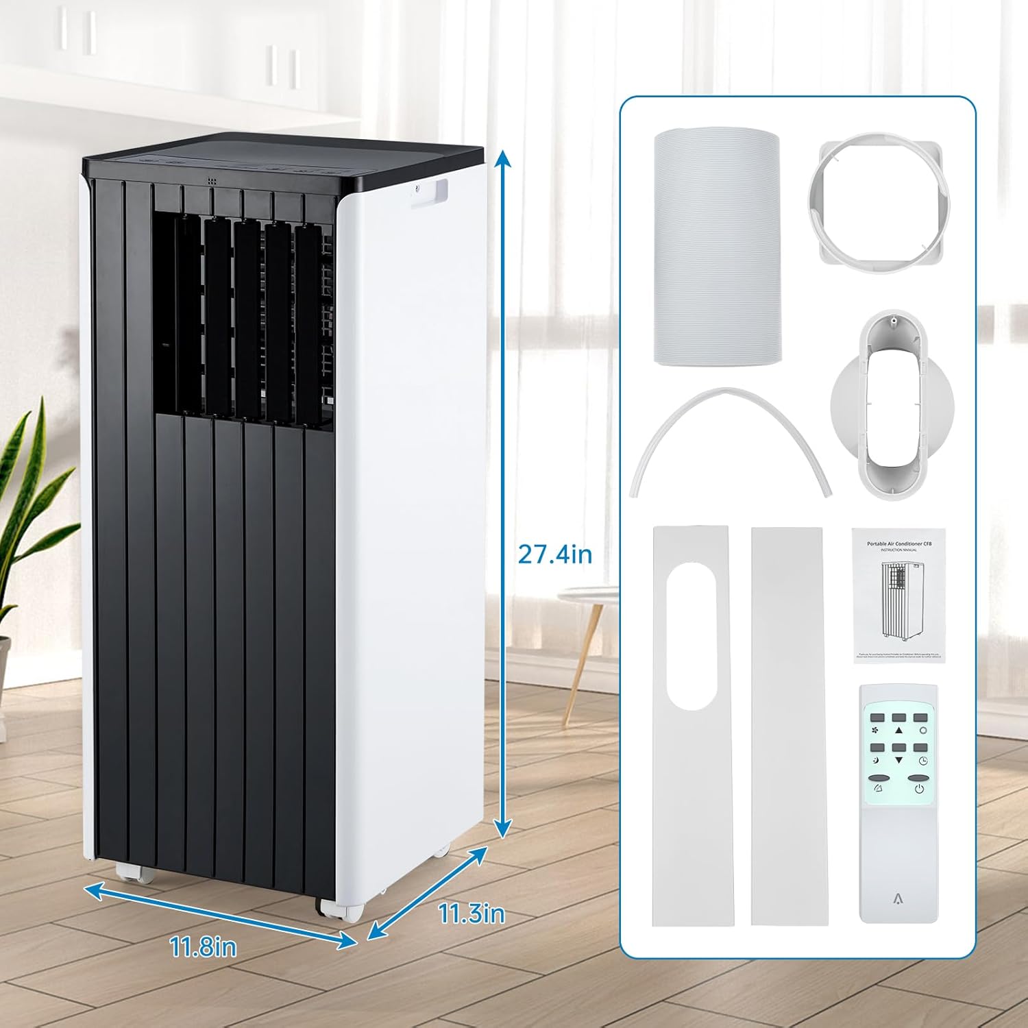 GarveeHome 8000Btu Portable Air Conditioner 3 in-1, Portable Ac Unit With Remote Control, Air Conditioner Window Mount Exhaust Kit for Room, Indoor Ac Unit Cool Up to 350 Sqft